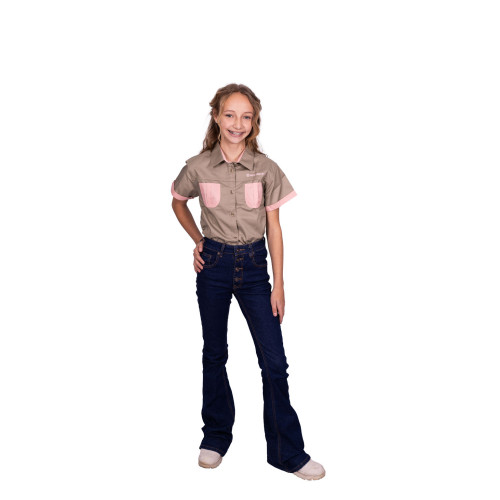 GIRLS BUSH SHIRT KHAKI/PINK GIRLS BUSH SHIRT KHAKI/PINK