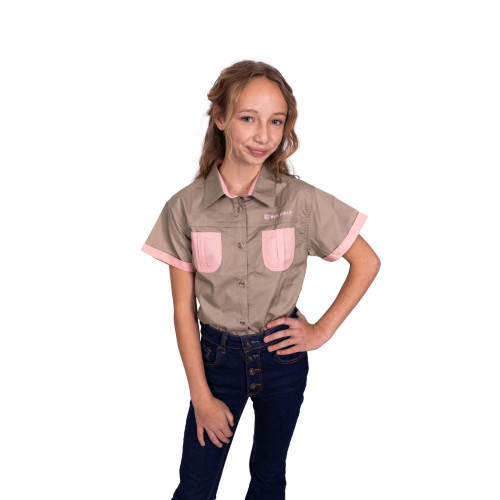 GIRLS BUSH SHIRT KHAKI/PINK GIRLS BUSH SHIRT KHAKI/PINK
